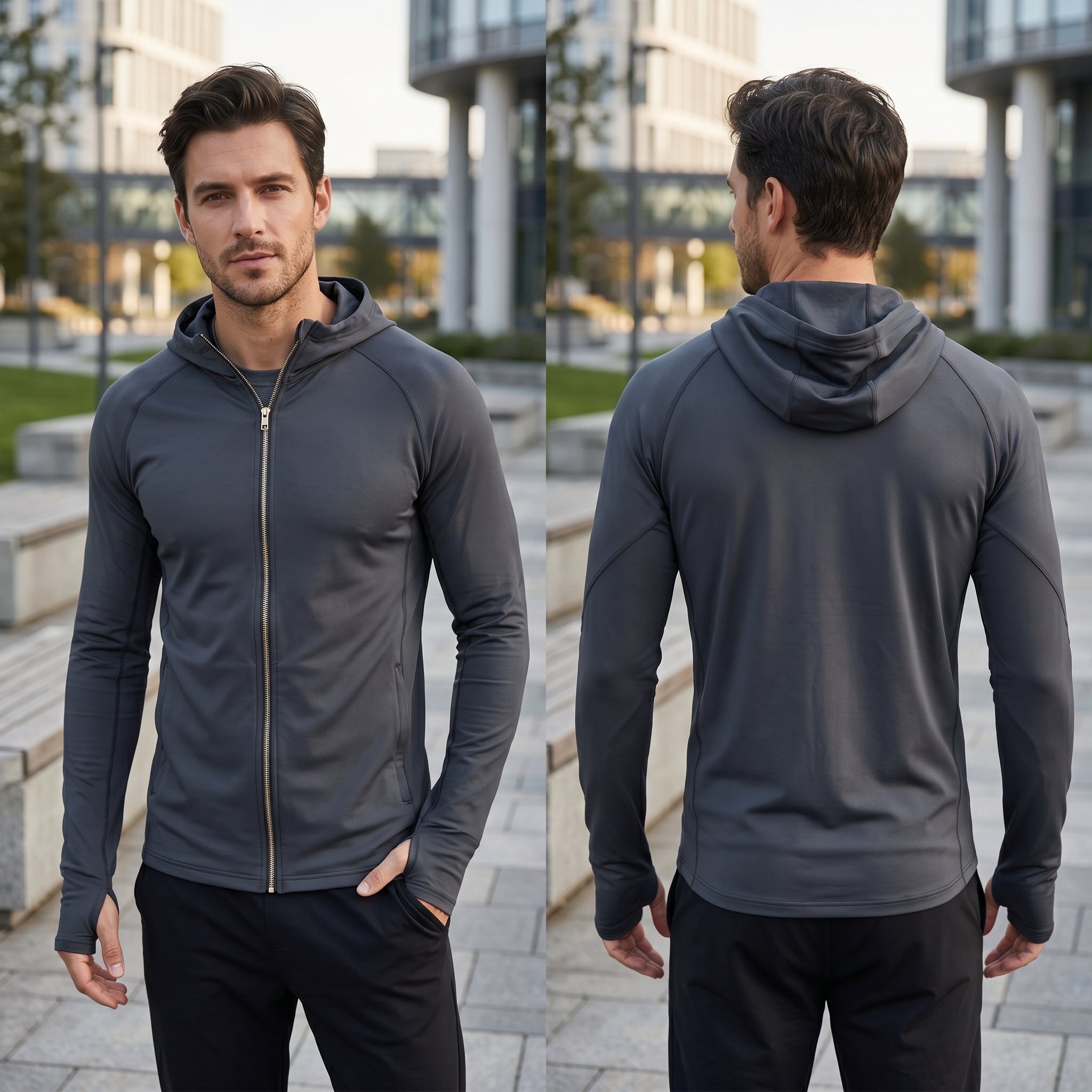 Men's Sport Jacket with Hoodie - Versatile Performance and Style