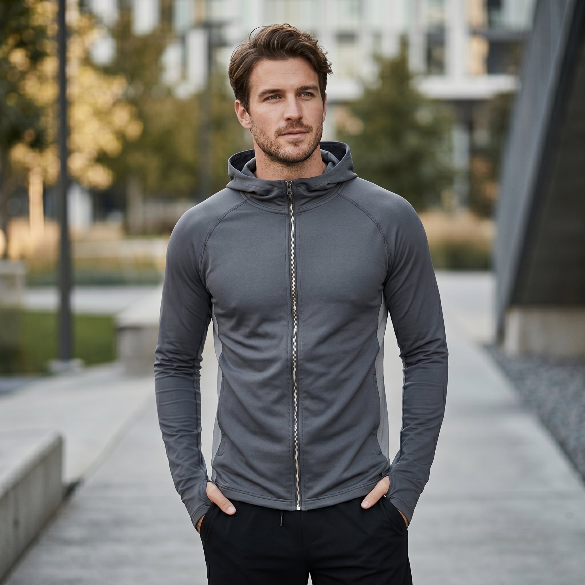 Men's Sport Jacket with Hoodie - Versatile Performance and Style