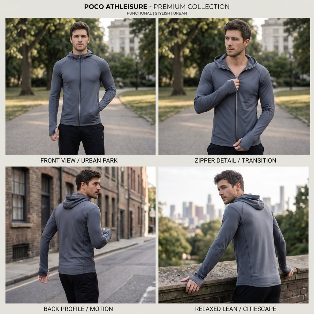 Men's Sport Jacket with Hoodie - Versatile Performance and Style