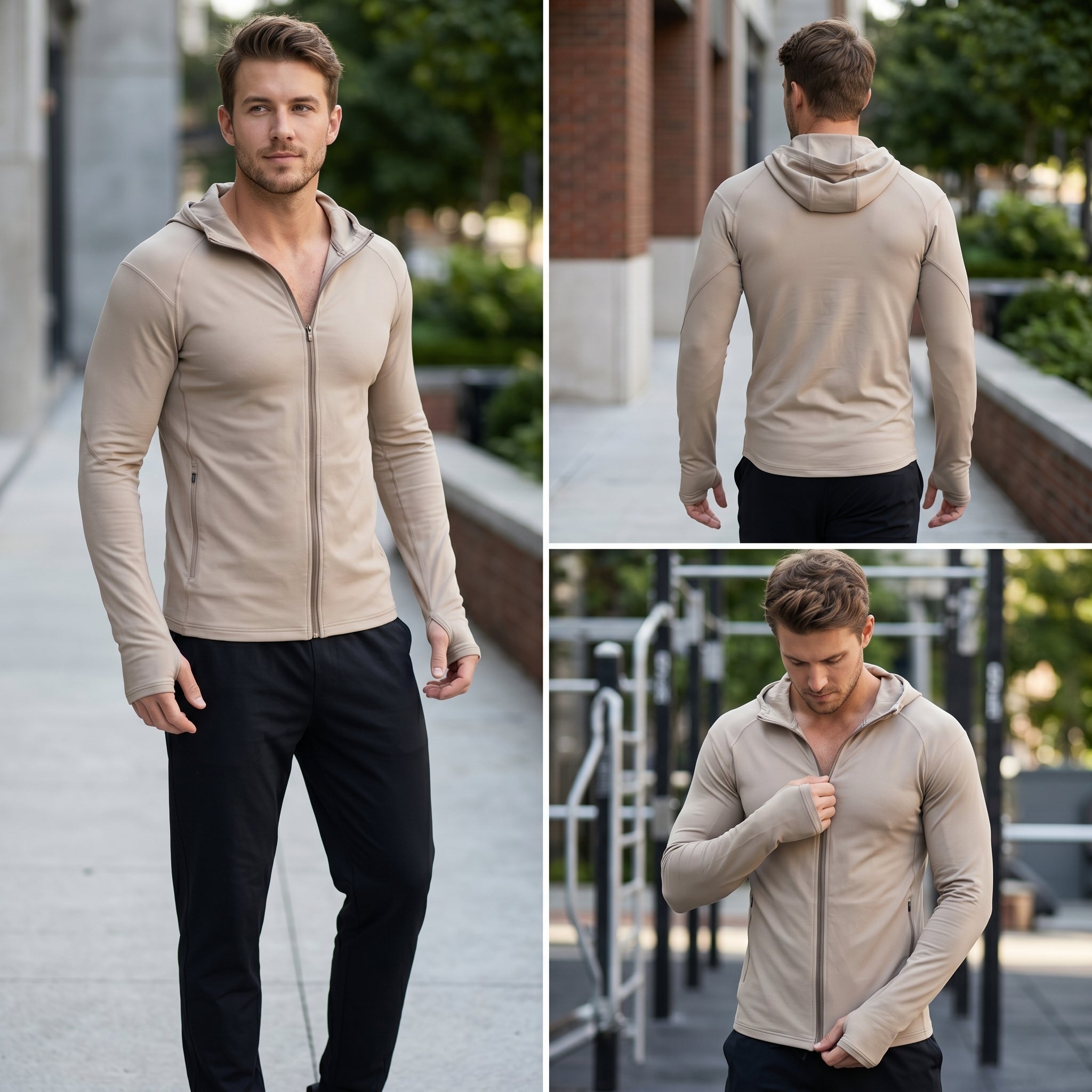 Men's Sport Jacket with Hoodie - Versatile Performance and Style