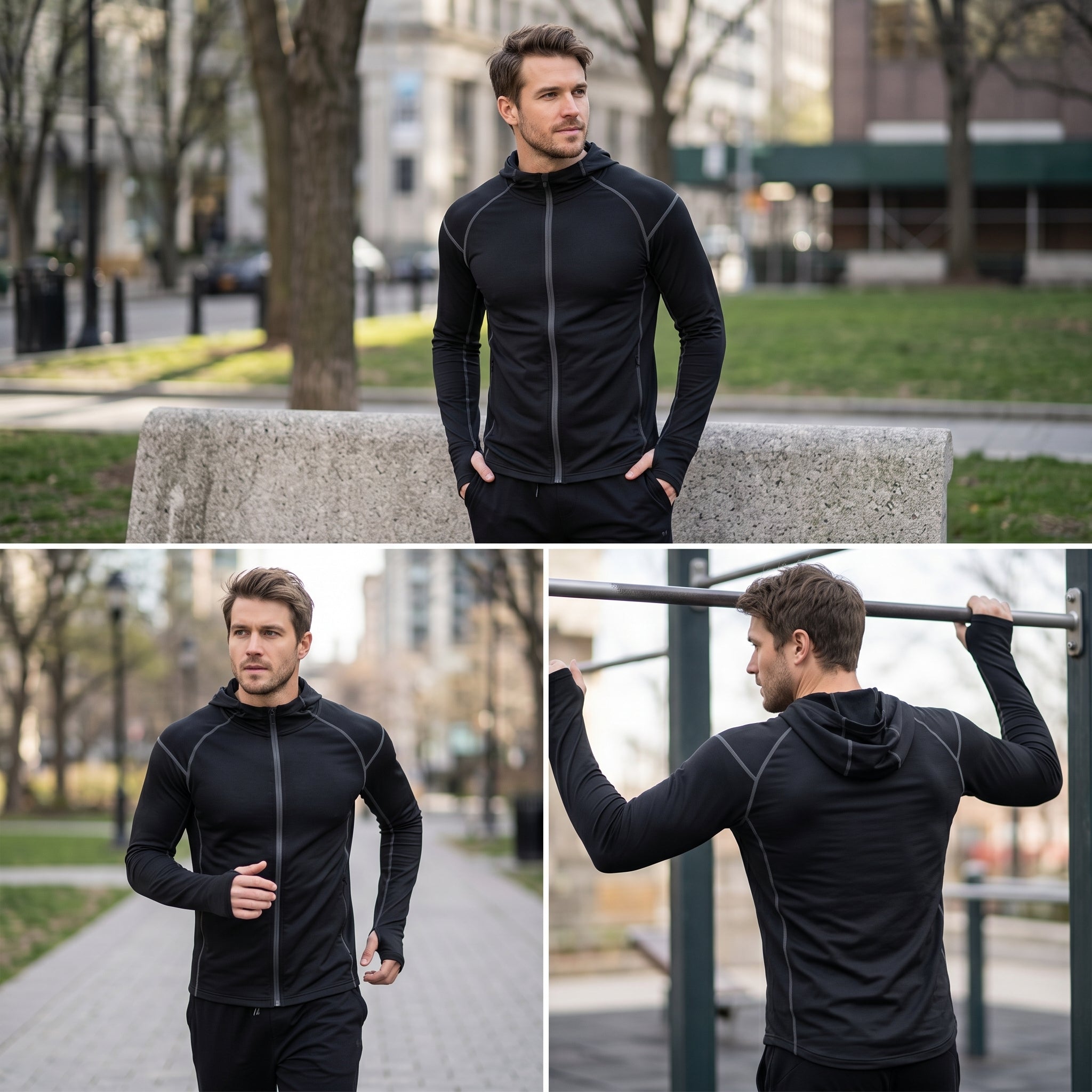 Men's Sport Jacket with Hoodie - Versatile Performance and Style