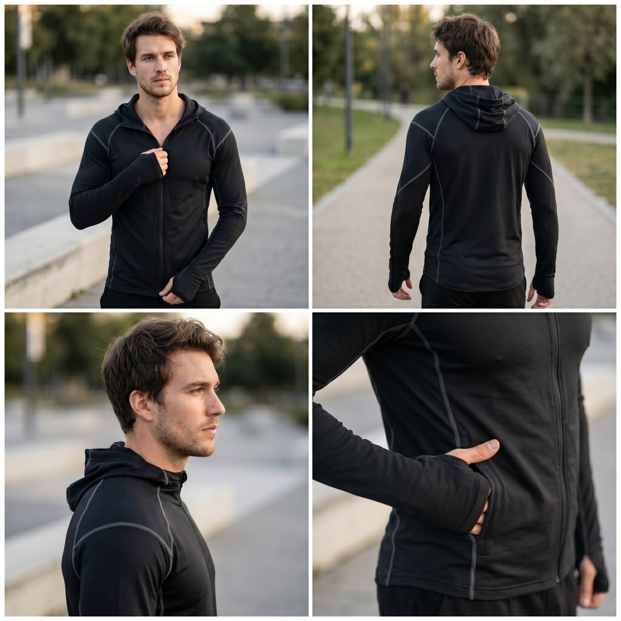 Men's Sport Jacket with Hoodie - Versatile Performance and Style